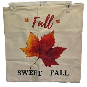 NEW FALL HARVEST FLORAL "FALL SWEET FALL" LEAF POLYESTER LINEN PILLOW COVER 18"